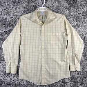 Brooks Brothers Mens 16-34 Slim Fit Long Sleeve Yellow Check‎ Shirt